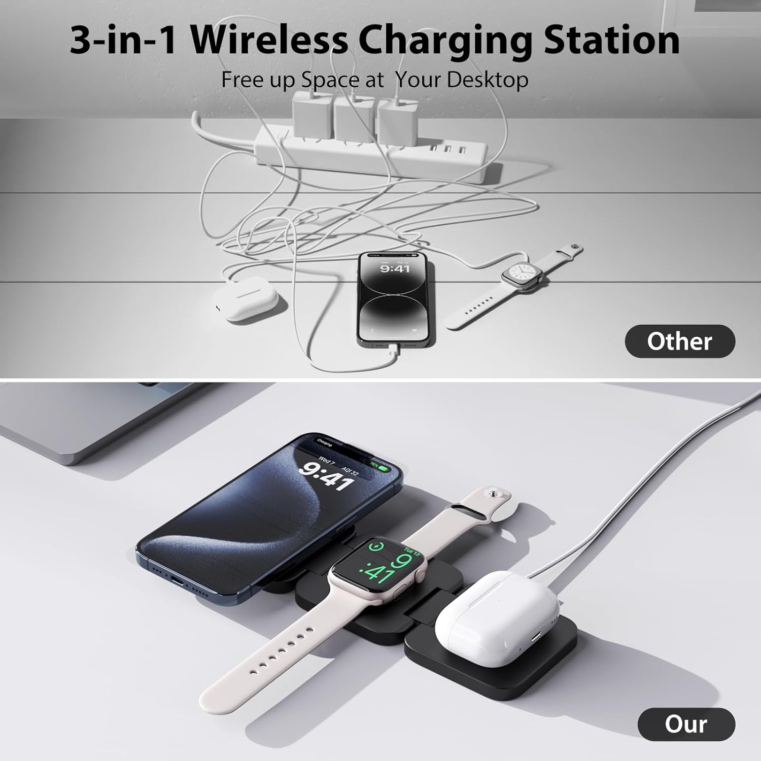 Foldable 3 in 1 Fast Wireless  - Wireless Charger 3 In 1 บทวิจารณ์และราคา