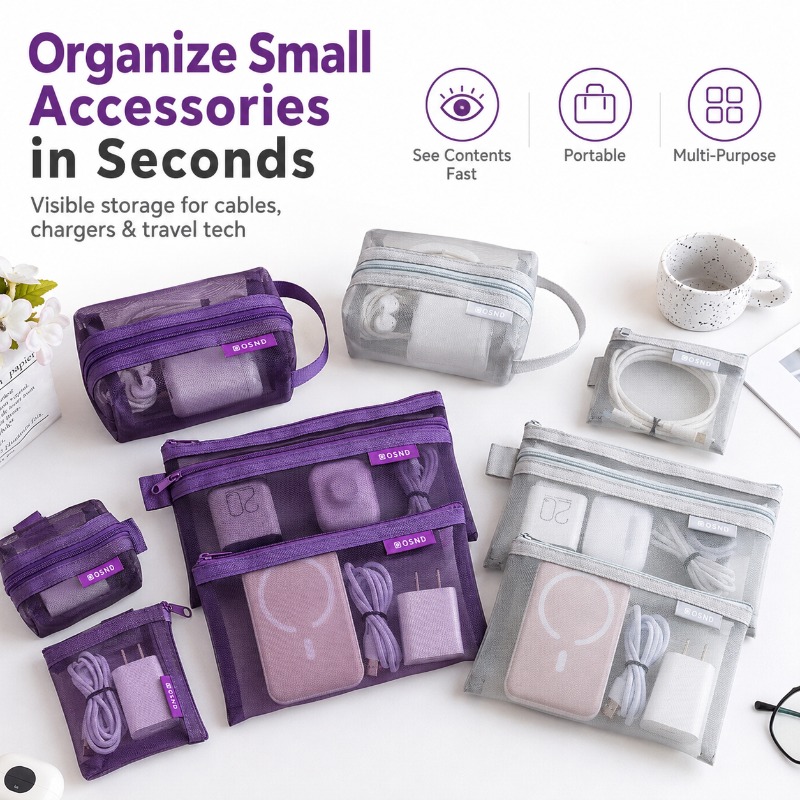 6PCS Portable Mesh Tech Access - Tech Woven Accessories บทวิจารณ์และราคา
