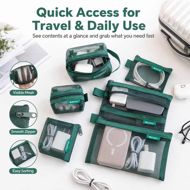 6PCS Portable Mesh Tech Access - Tech Woven Accessories บทวิจารณ์และราคา
