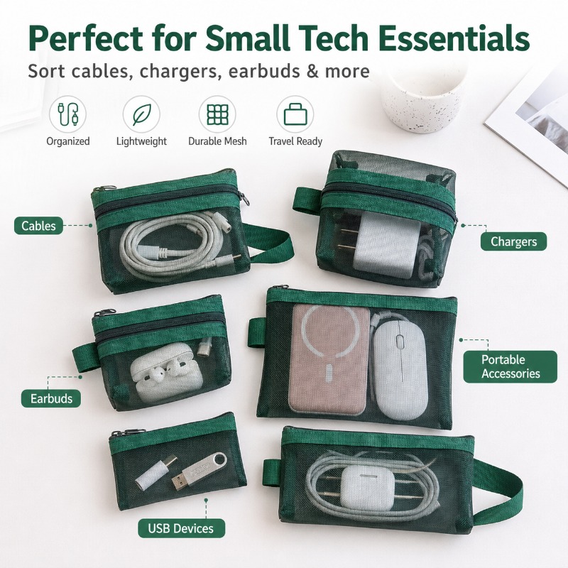 6PCS Portable Mesh Tech Access - Tech Woven Accessories บทวิจารณ์และราคา