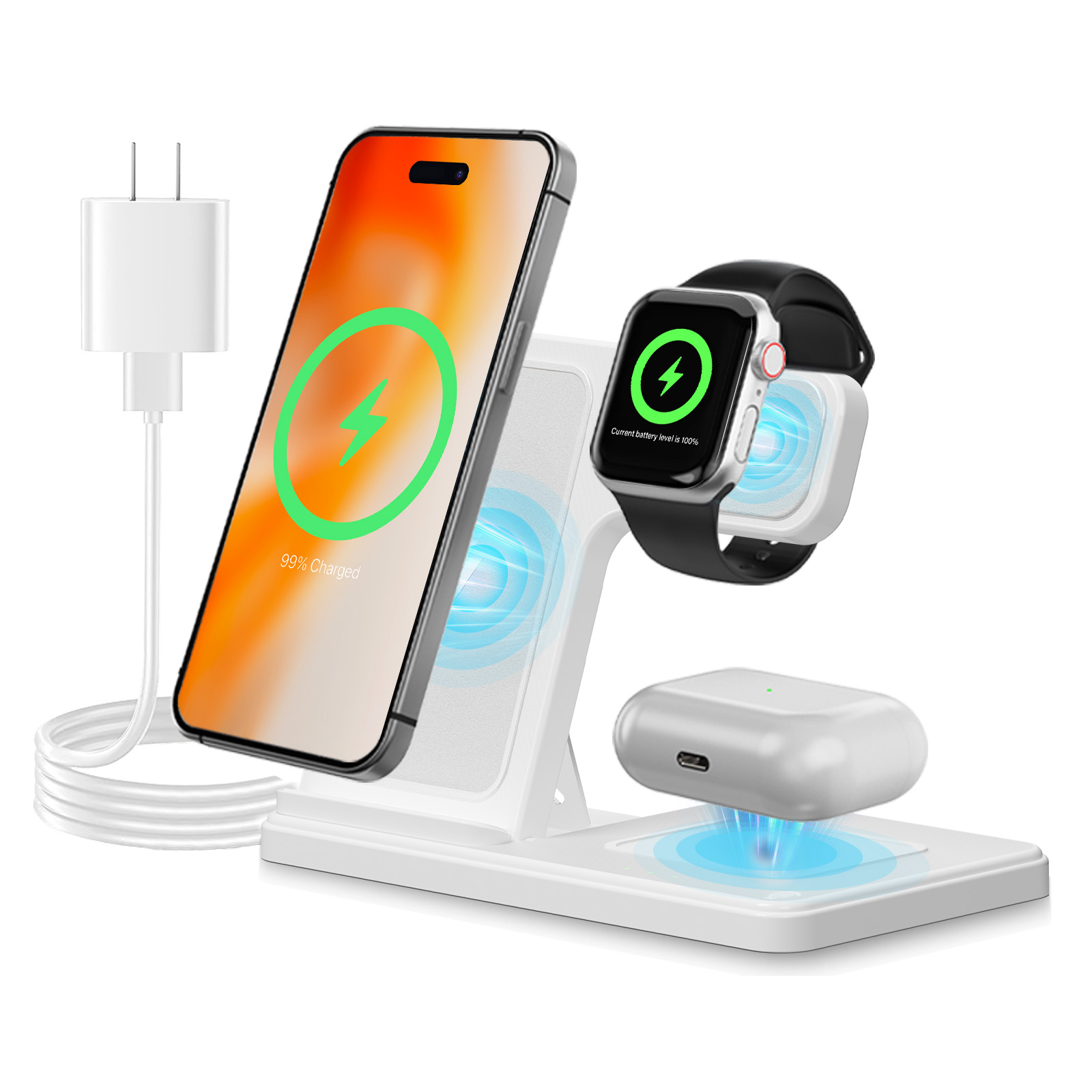 15W Magnetic Wireless Charger  - Wireless Charger 3 In 1 บทวิจารณ์และราคา