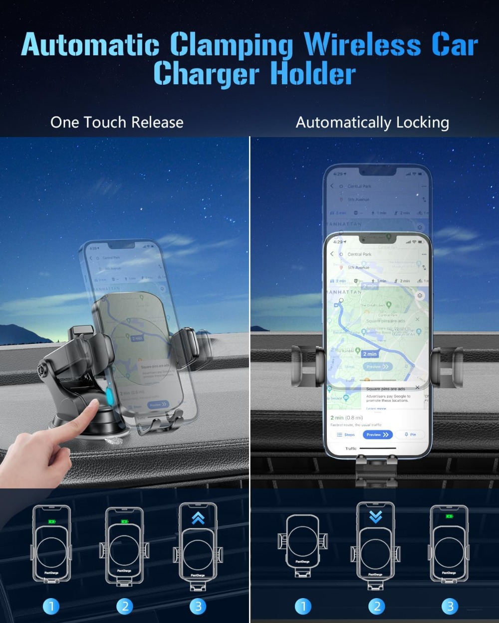 Wireless Car Charger, Fast Cha - Wireless Charger 3 In 1 บทวิจารณ์และราคา