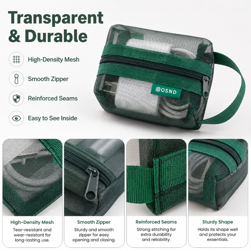 6PCS Mesh Tech Organizer Pouch - Tech Woven Accessories บทวิจารณ์และราคา