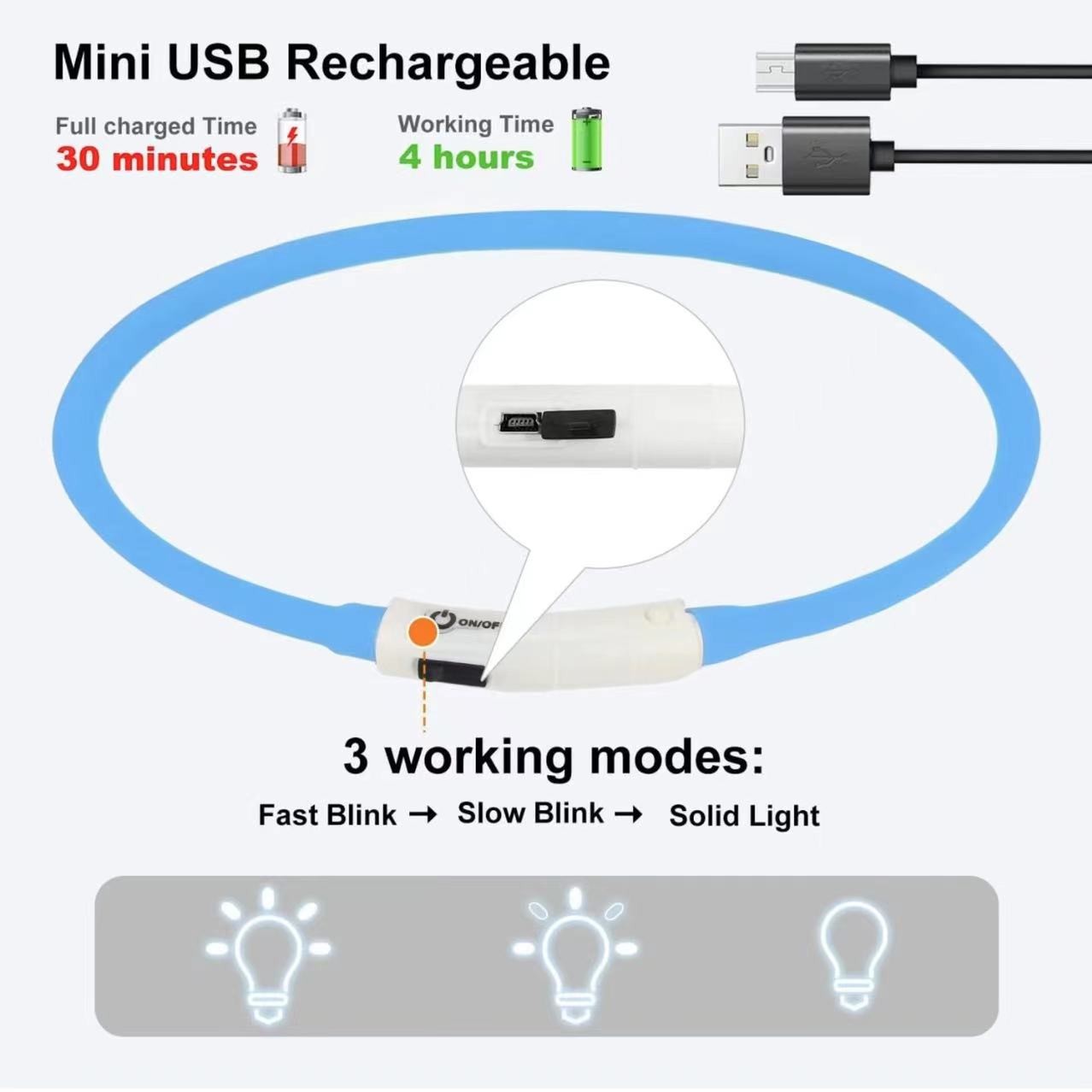 Silicone LED Dog Collar Rechar - Tech Dog Accessories บทวิจารณ์และราคา