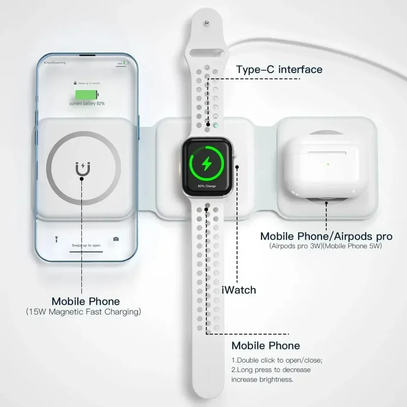 3 in 1 Portable Magnetic Wirel - Wireless Charger 3 In 1 บทวิจารณ์และราคา